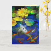 Laatste stralen van de zon, wenskaart Koi Kaart (Gele Bloem)