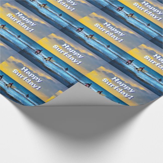 Laatste Surf van de Dag, Happy Surfday (Birthday) Cadeaupapier (Hoek)