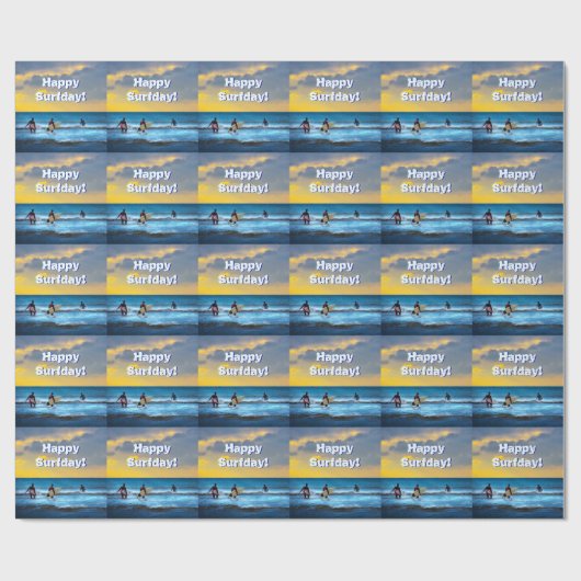 Laatste Surf van de Dag, Happy Surfday (Birthday) Cadeaupapier (Vlak)