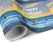 Laatste Surf van de Dag, Happy Surfday (Birthday) Cadeaupapier (Rol Hoek)