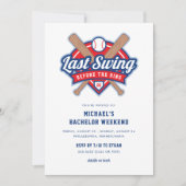 Laatste Swing Baseball Bachelor Weekend Uitnodigin Kaart (Voorkant)