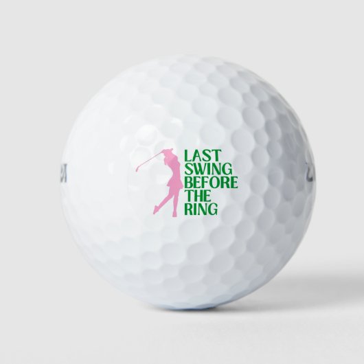 Laatste Swing Golf Bachelorette Roze Groen Golfballen (Voorkant)