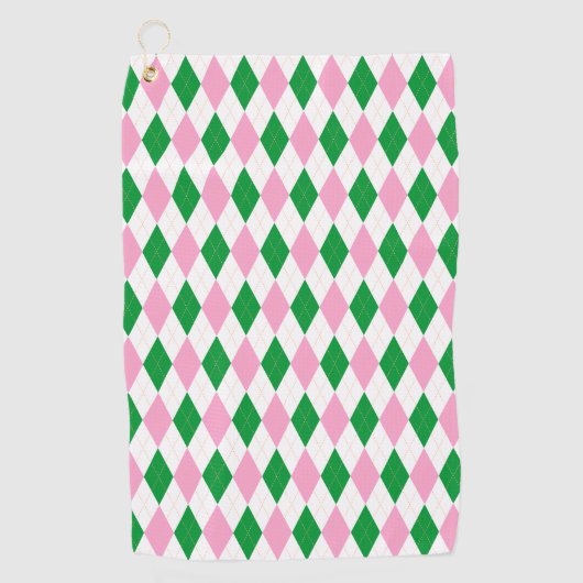 Laatste Swing Golf Bachelorette Roze Groen Golfhanddoek (Voorkant)