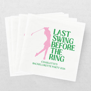 Laatste Swing Golf Bachelorette Roze Groen Servet