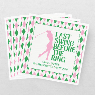 Laatste Swing Golf Bachelorette Roze Groen Servet