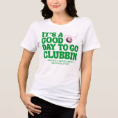 Laatste Swing Golf Bachelorette Roze Groen Tri-Blend Shirt (Voorkant)