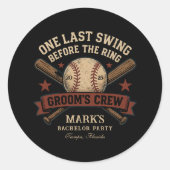 Laatste Swing Honkbal Bachelorfeest Ronde Sticker (Voorkant)