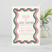 Laatste Swing Tennis Wavy Lijst Bachelorette Weeke Kaart (Staand voorkant)