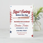 Laatste Swing voor de ring Baseball Bachelorette Kaart (Staand voorkant)