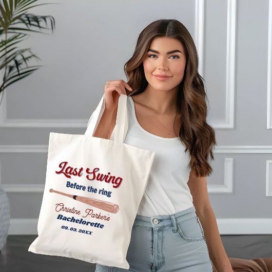 Laatste Swing voor de ring Baseball  Bachelorette Tote Bag