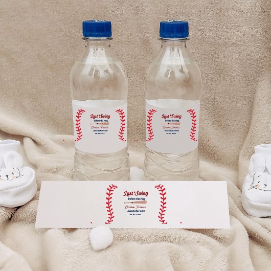 Laatste Swing voor de ring Baseball Bachelorette Waterfles Etiket