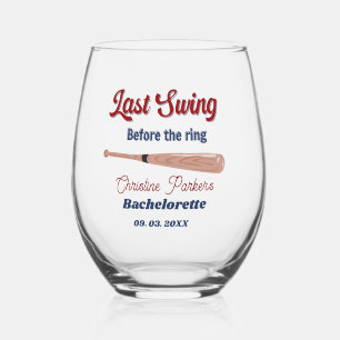 Laatste Swing voor de ring Baseball  Bachelorette Wijnglas Zonder Voet
