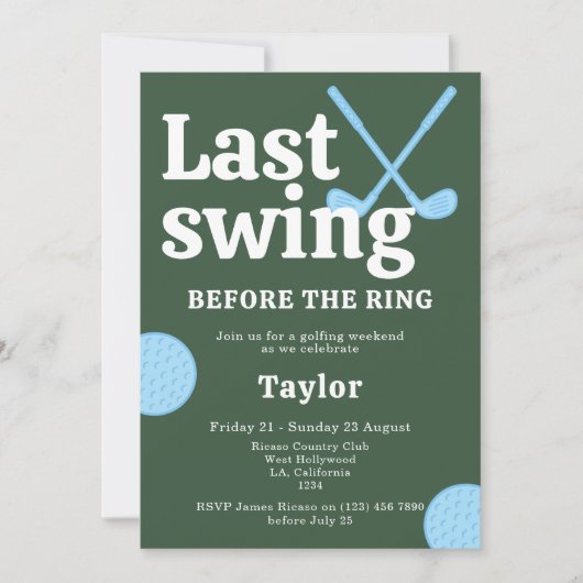 Laatste swing voor de Ring Golf Bachelor Kaart (Voorkant)