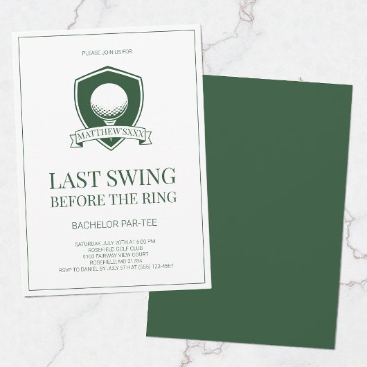 Laatste Swing Voor de Ring Golf Bachelor Party Kaart