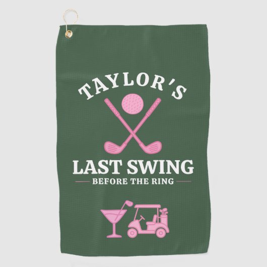 Laatste Swing Voor De Ring Golf Bachelorette Golfhanddoek (Voorkant)