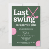 Laatste swing voor de ring golf bachelorette kaart (Voorkant)