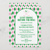 Laatste swing voor de Ring Golf Bachelorette Party Kaart (Voorkant / Achterkant)