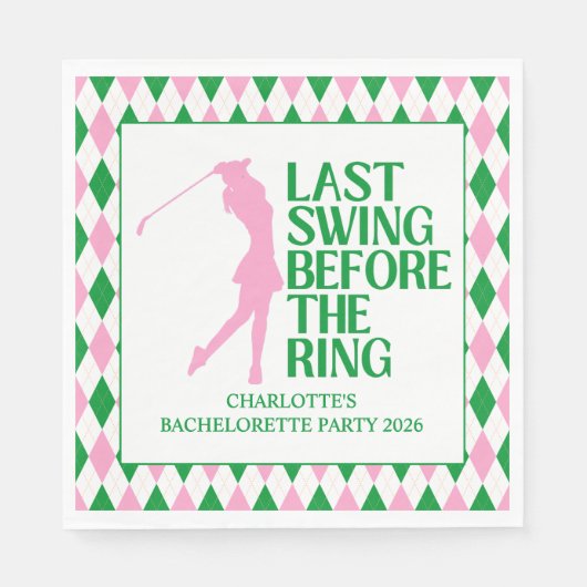 Laatste swing voor de Ring Golf Bachelorette Party Servet (Voorkant)