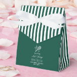Laatste Swing Voor de Ring groene vrijgezellenfees Bedankdoosjes<br><div class="desc">Vier de aanstaande bruid sportief en elegant met deze groene gestreepte tennis bachelorette cadeau doos,  perfect voor een chic “Laatste Swing Voor de Ring” weekend.</div>