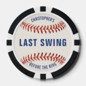Laatste Swing Voor de Ring Honkbal Bachelor Party Poker Chips (Voorkant)