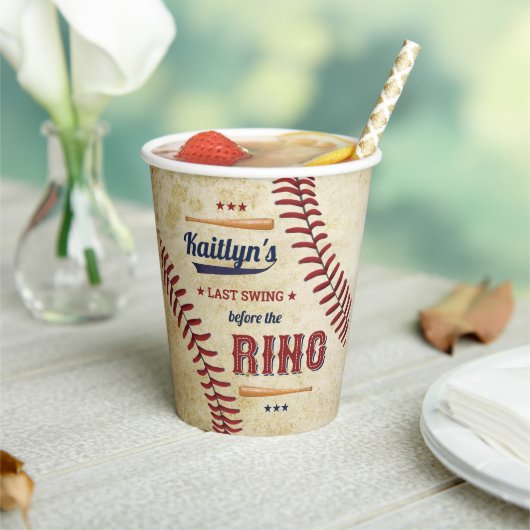 Laatste Swing Voor de Ring! Honkbal Bruidsdouche Papieren Bekers (Insitu)