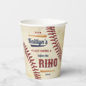 Laatste Swing Voor de Ring! Honkbal Bruidsdouche Papieren Bekers (Achterkant)