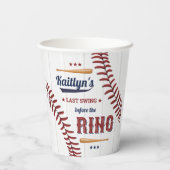 Laatste Swing Voor de Ring! Honkbal Bruidsdouche Papieren Bekers (Achterkant)
