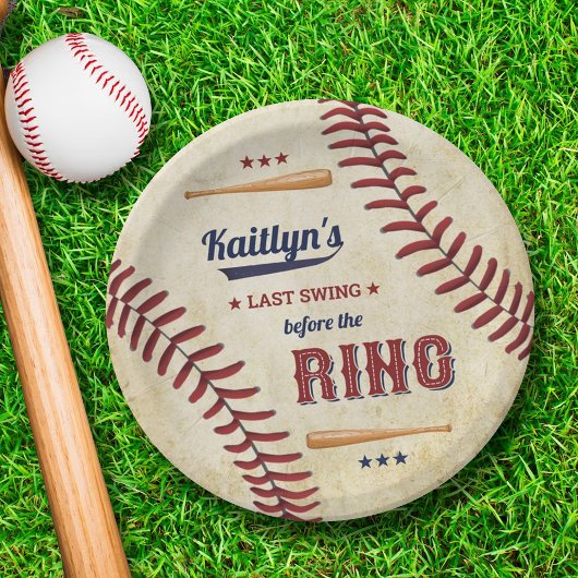 Laatste Swing Voor de Ring! Honkbal Bruidsfeest Papieren Bordje