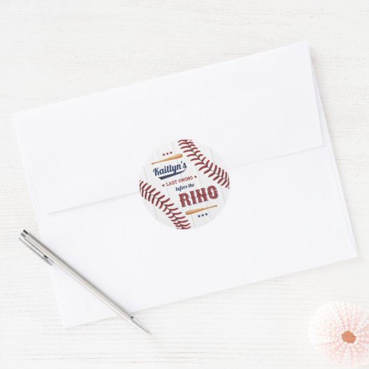Laatste Swing Voor De Ring! Honkbal Bruidsmeisjesf Ronde Sticker (Envelop)