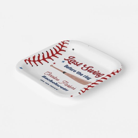 Laatste swing voor de ring honkbal vrijgezellenfee papieren bordje (Gebogen)