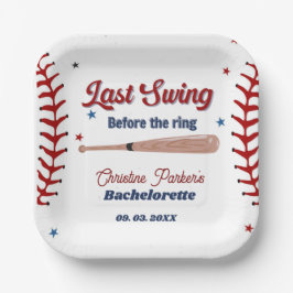Laatste swing voor de ring honkbal vrijgezellenfee papieren bordje