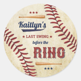 Laatste Swing Voor De Ring! Honkbaltrouwfeest Ronde Sticker