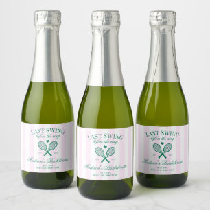 Laatste swing voor de ring retro tennis sparkling wijnetiket