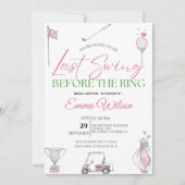 Laatste Swing Voor de Ring Roze Golf Bruidsdouche Kaart (Voorkant)