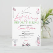 Laatste Swing Voor de Ring Roze Golf Bruidsdouche Kaart (Staand voorkant)