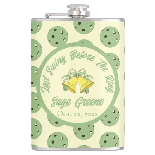 Laatste Swing Voor de Ring Sage & Cream Pickleball Heupfles (Voorkant)