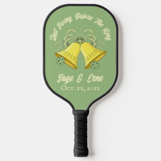 Laatste Swing Voor de Ring Sage en Crème Bruiloft Pickleball Paddle (Voorkant)
