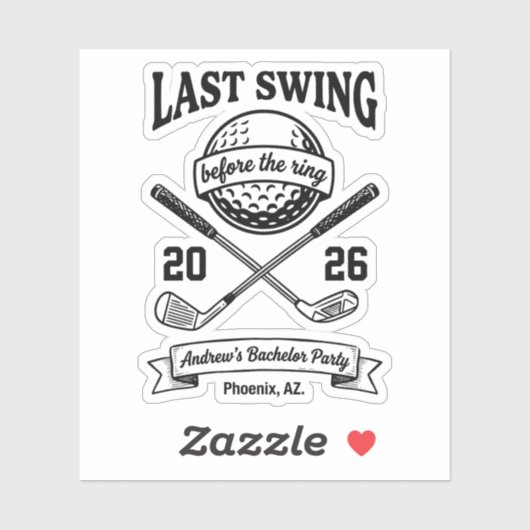 Laatste Swing Voor De Ring T-Shirt Funny Golf Sticker (Vel)