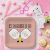 Laatste Swing Voor de Ring Trouw Pickleball Papieren Bordje (Feest)