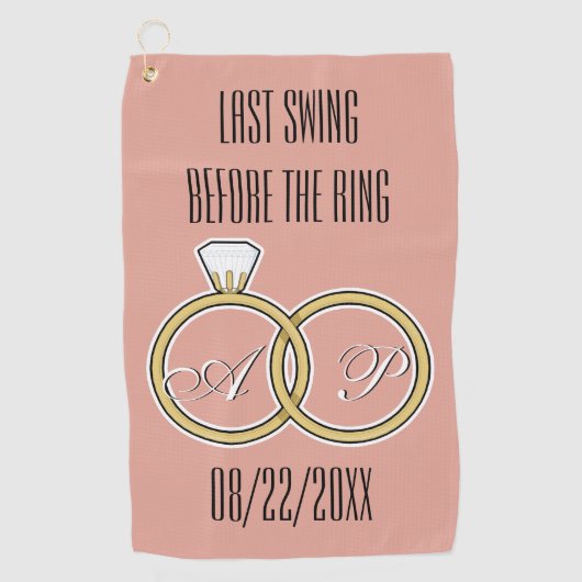 Laatste Swing Voor de Ring Trouwfeest Roze Golfhanddoek (Voorkant)