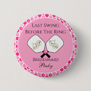 Laatste Swing Voor de Ring Trouwpickleball Roze Ronde Button 5,7 Cm