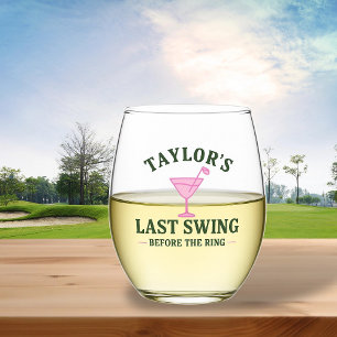 Laatste Swing Voor De Trouwring Golf Bachelorette Wijnglas Zonder Voet