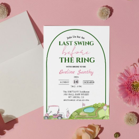 Laatste Swing Voor de Trouwring Golf Bruidsdouche Kaart