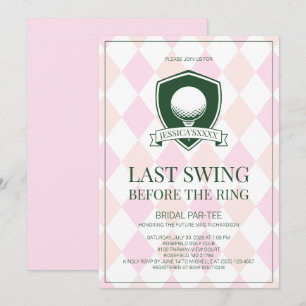 Laatste Swing Voor de Trouwring Roze Golf Bruidsfe Kaart