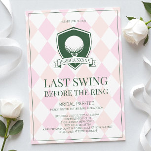 Laatste Swing Voor de Trouwring Roze Golf Bruidsfe Kaart
