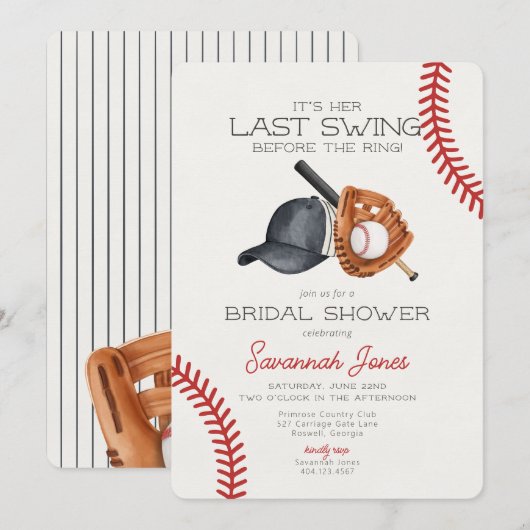 Laatste swing voor het Ring Baseball Vrijgezellenf Kaart (Voorkant / Achterkant)