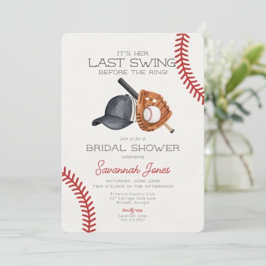 Laatste swing voor het Ring Baseball Vrijgezellenf Kaart (Staand voorkant)