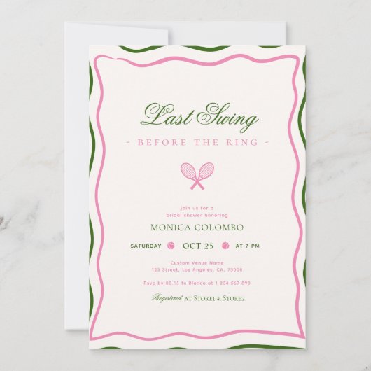 Laatste swing voor het Ring Tennis Vrijgezellenfee Kaart (Voorkant)