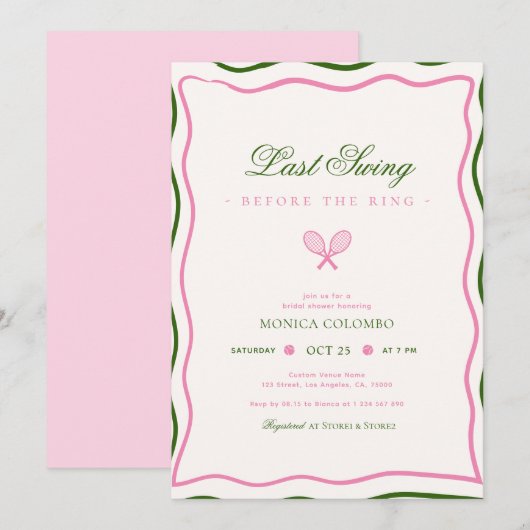 Laatste swing voor het Ring Tennis Vrijgezellenfee Kaart (Voorkant / Achterkant)