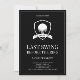 Laatste Swing Zwart en Wit Golf Bachelor Party Kaart